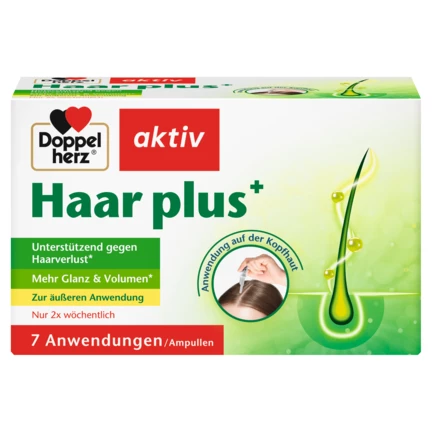 Abbildung der Produktverpackung Doppelherz aktiv Haar plus+ Frontansicht